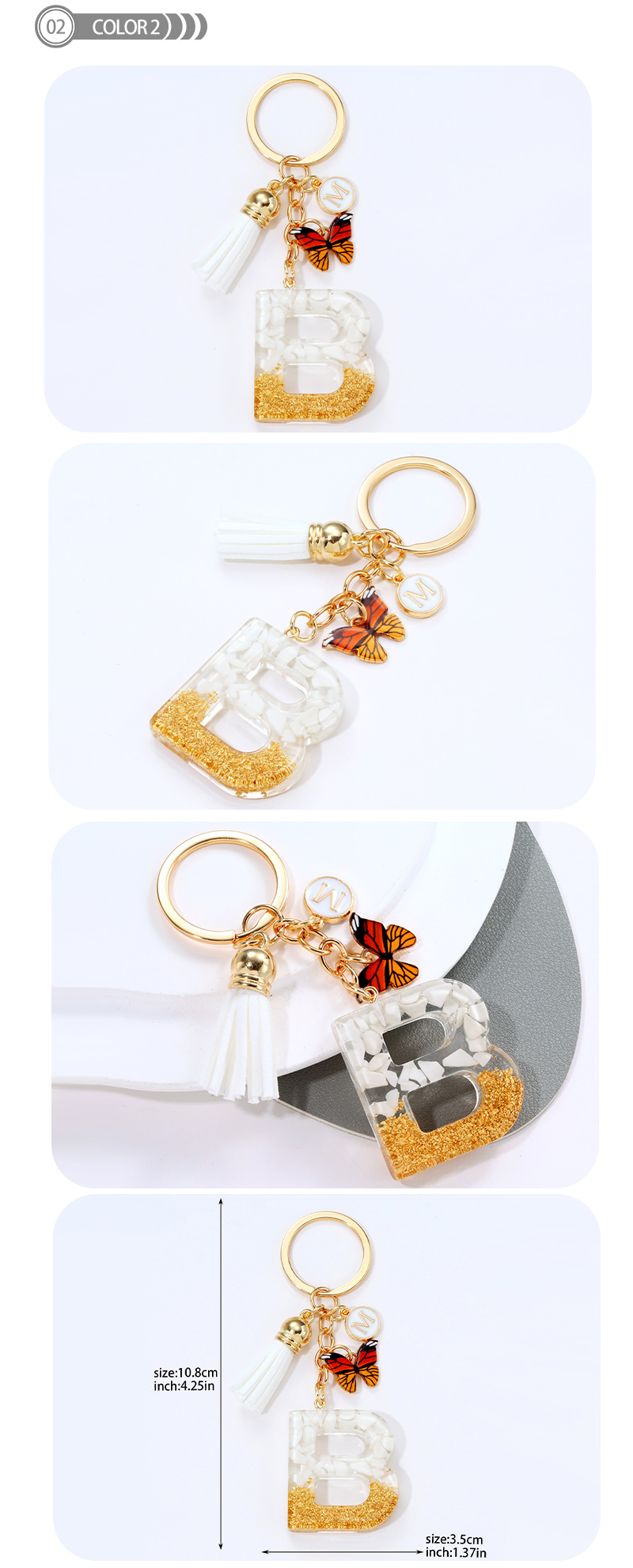 Simple Style Letter Resin Tassel Epoxy Bag Pendant Keychain display picture 3