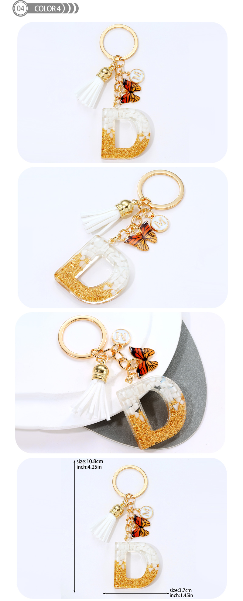 Simple Style Letter Resin Tassel Epoxy Bag Pendant Keychain display picture 5