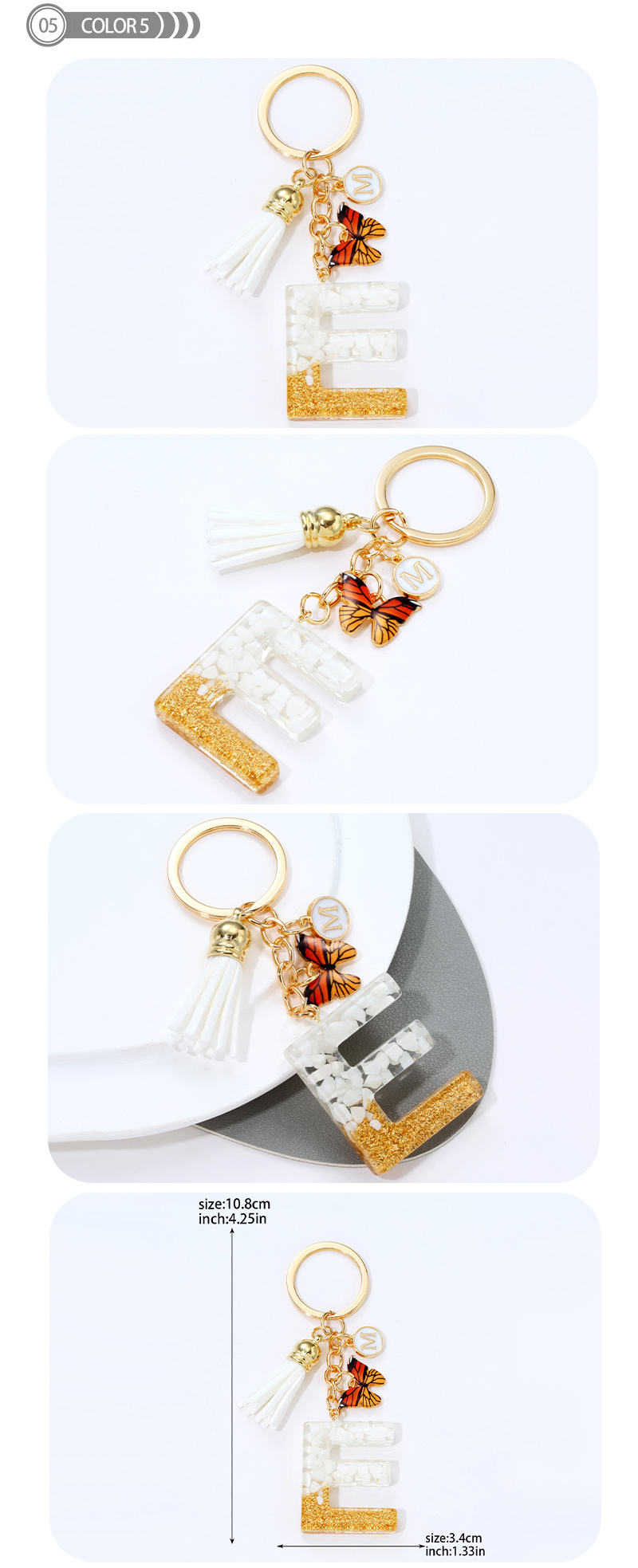 Simple Style Letter Resin Tassel Epoxy Bag Pendant Keychain display picture 6