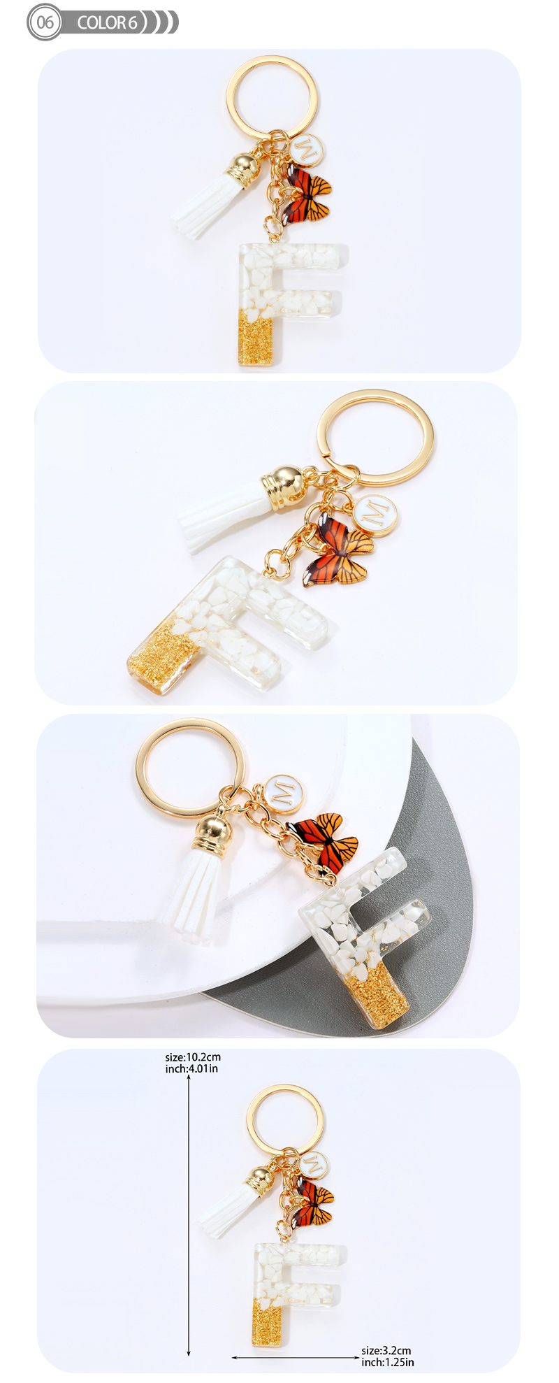 Simple Style Letter Resin Tassel Epoxy Bag Pendant Keychain display picture 7