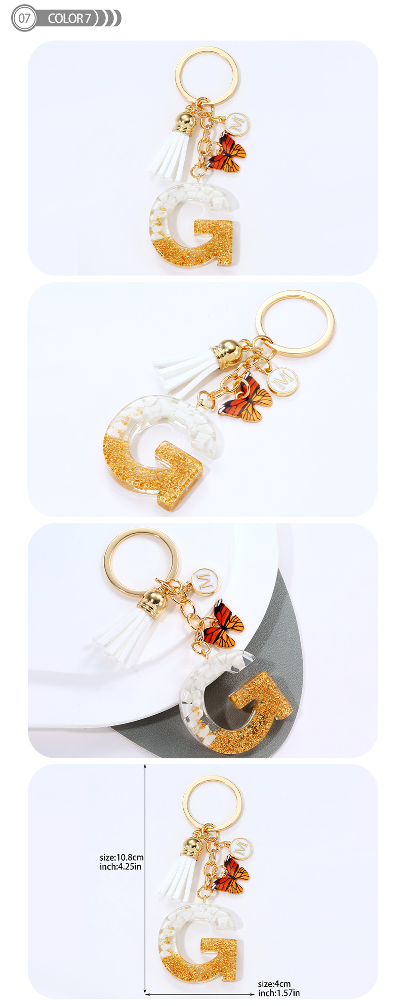 Simple Style Letter Resin Tassel Epoxy Bag Pendant Keychain display picture 8