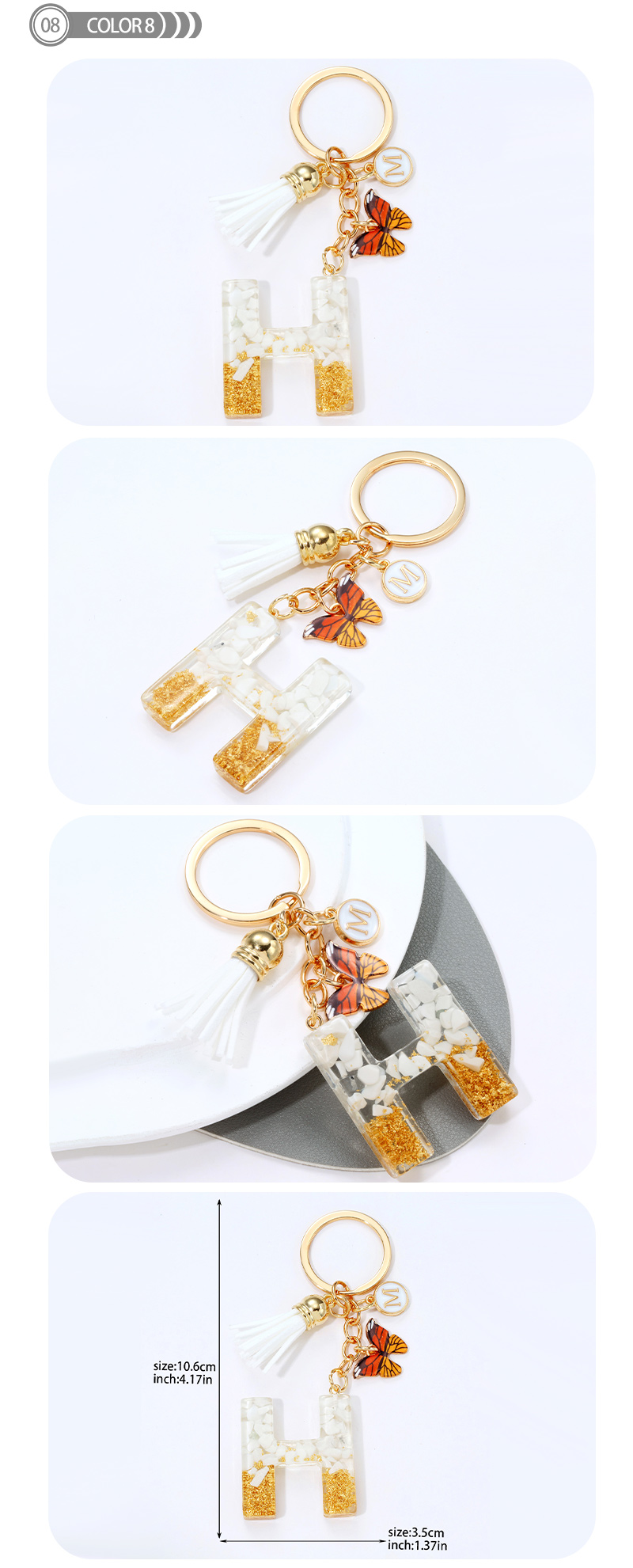 Simple Style Letter Resin Tassel Epoxy Bag Pendant Keychain display picture 9