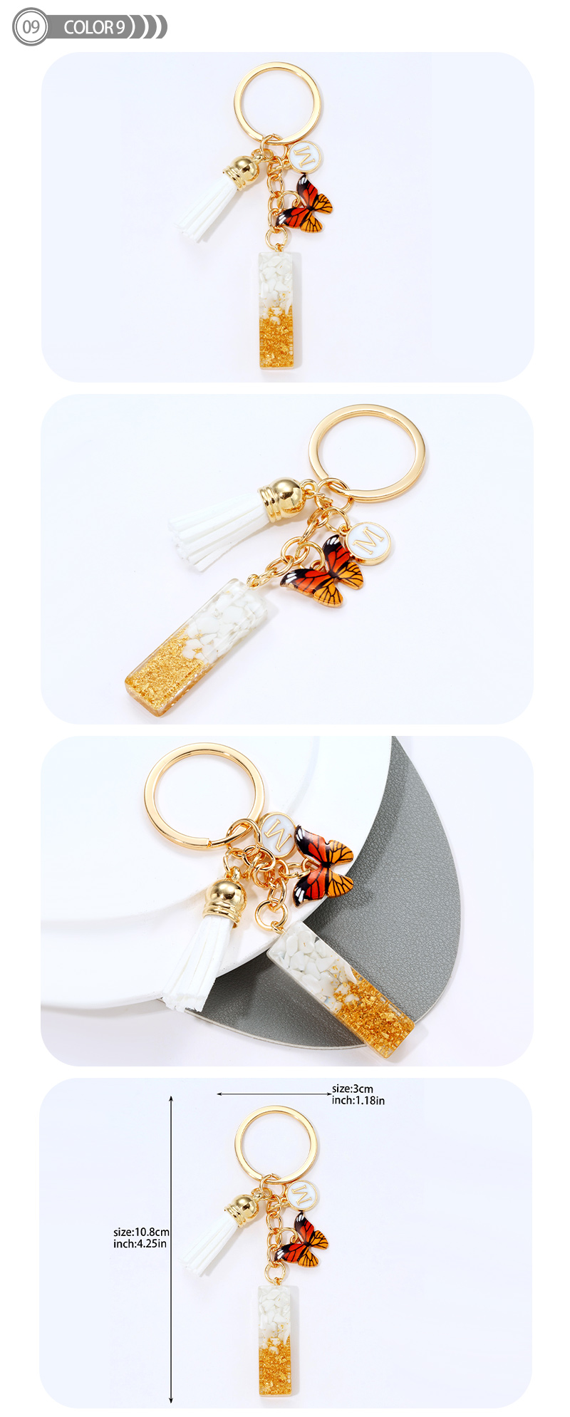 Simple Style Letter Resin Tassel Epoxy Bag Pendant Keychain display picture 10
