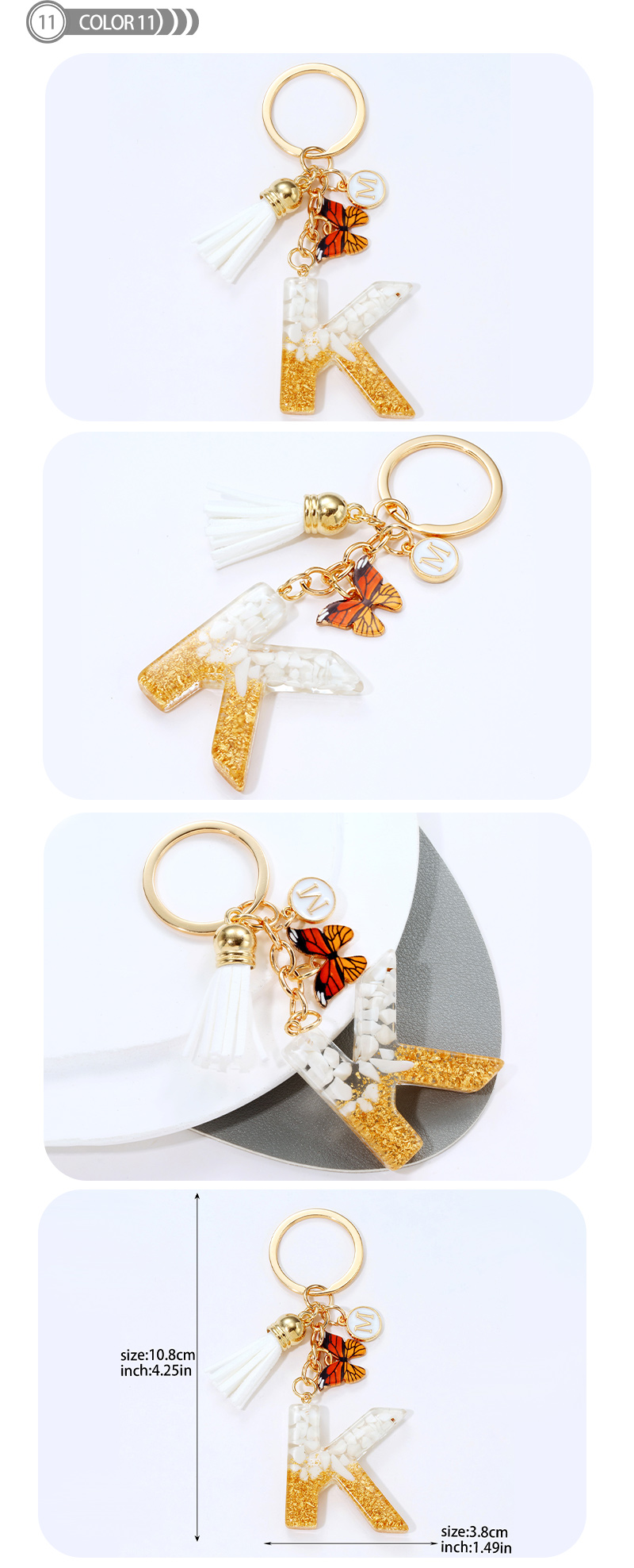 Simple Style Letter Resin Tassel Epoxy Bag Pendant Keychain display picture 12