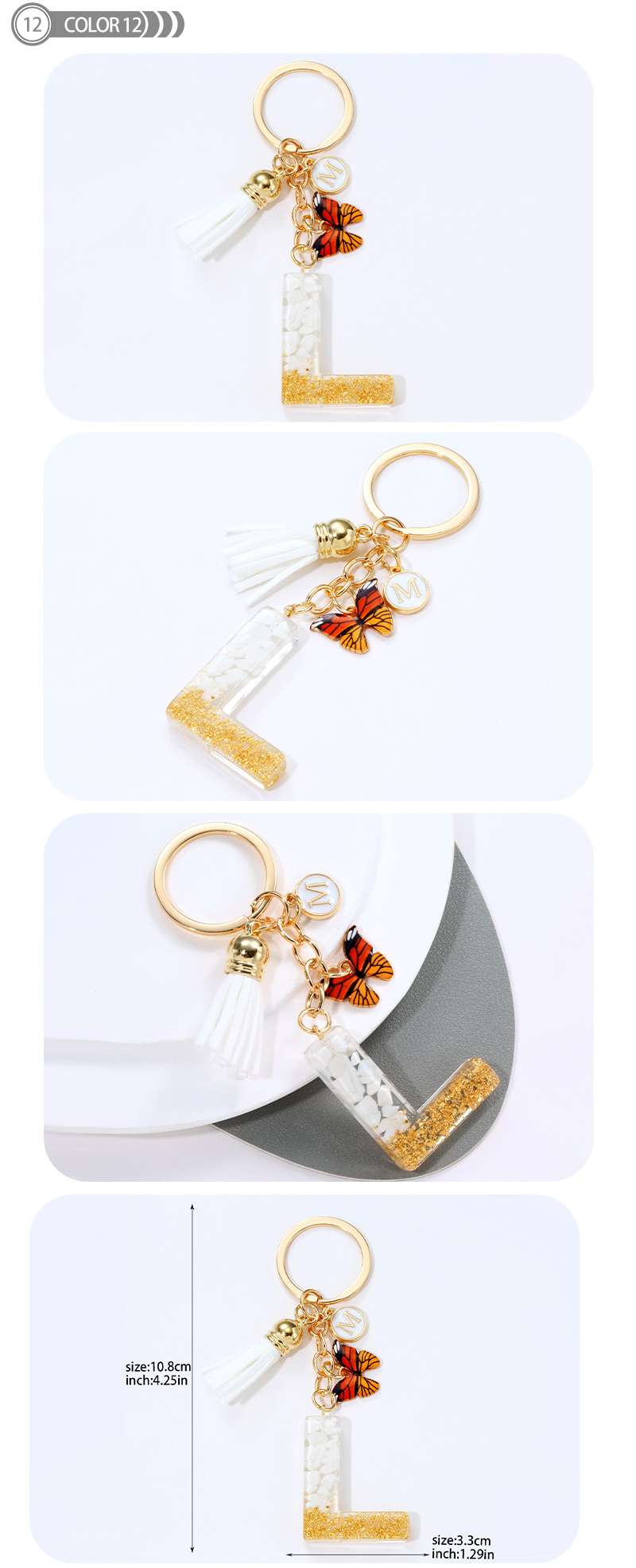 Simple Style Letter Resin Tassel Epoxy Bag Pendant Keychain display picture 13