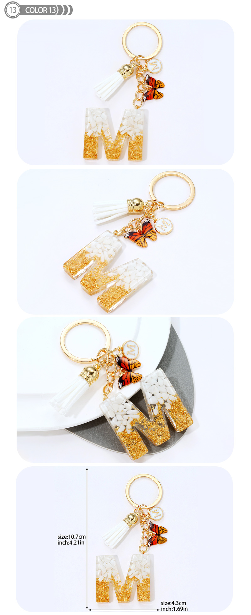 Simple Style Letter Resin Tassel Epoxy Bag Pendant Keychain display picture 14