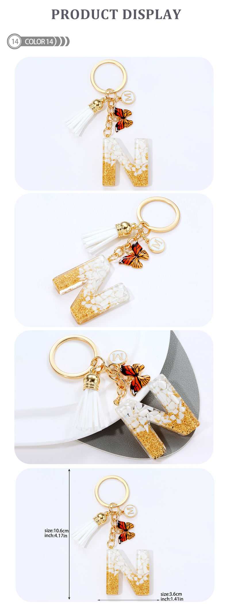 Simple Style Letter Resin Tassel Epoxy Bag Pendant Keychain display picture 15
