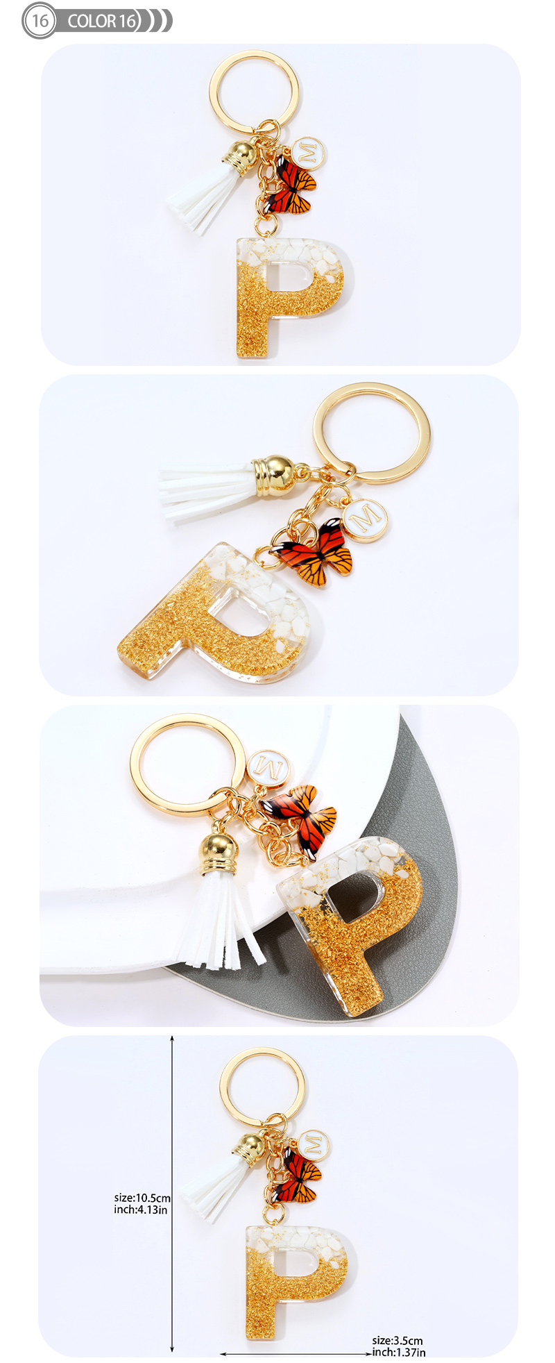 Simple Style Letter Resin Tassel Epoxy Bag Pendant Keychain display picture 17