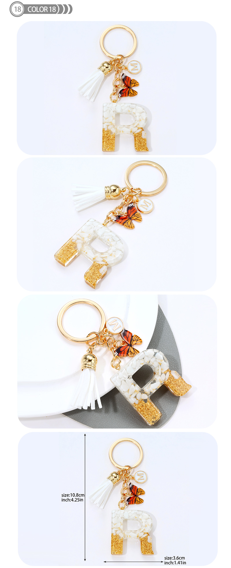 Simple Style Letter Resin Tassel Epoxy Bag Pendant Keychain display picture 19