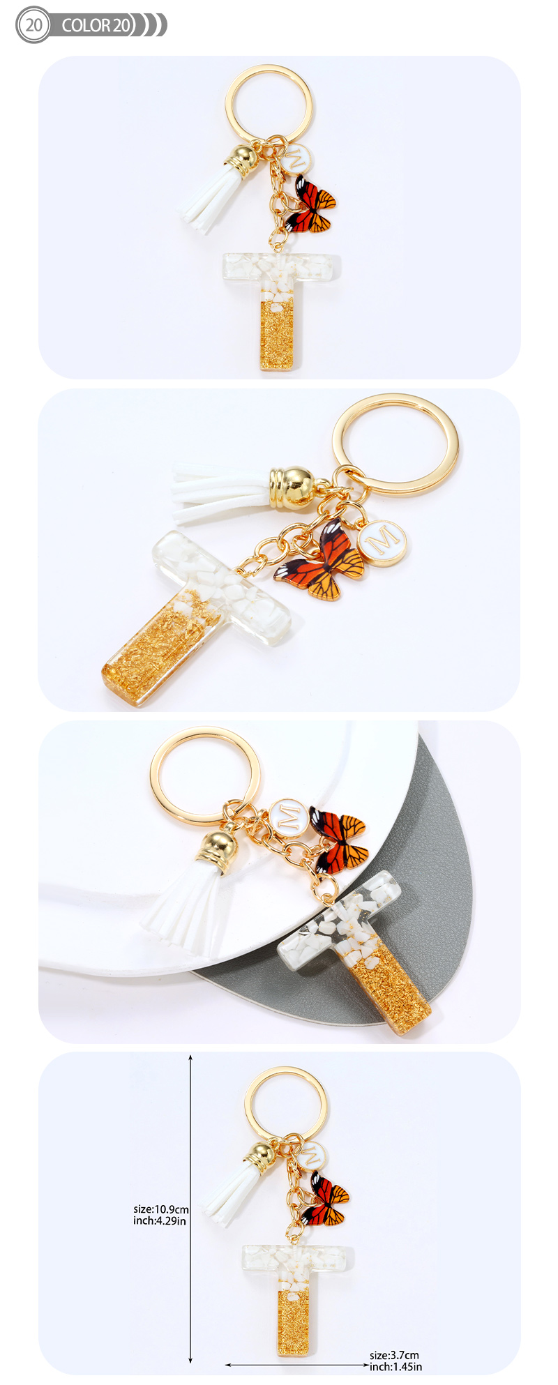 Simple Style Letter Resin Tassel Epoxy Bag Pendant Keychain display picture 21