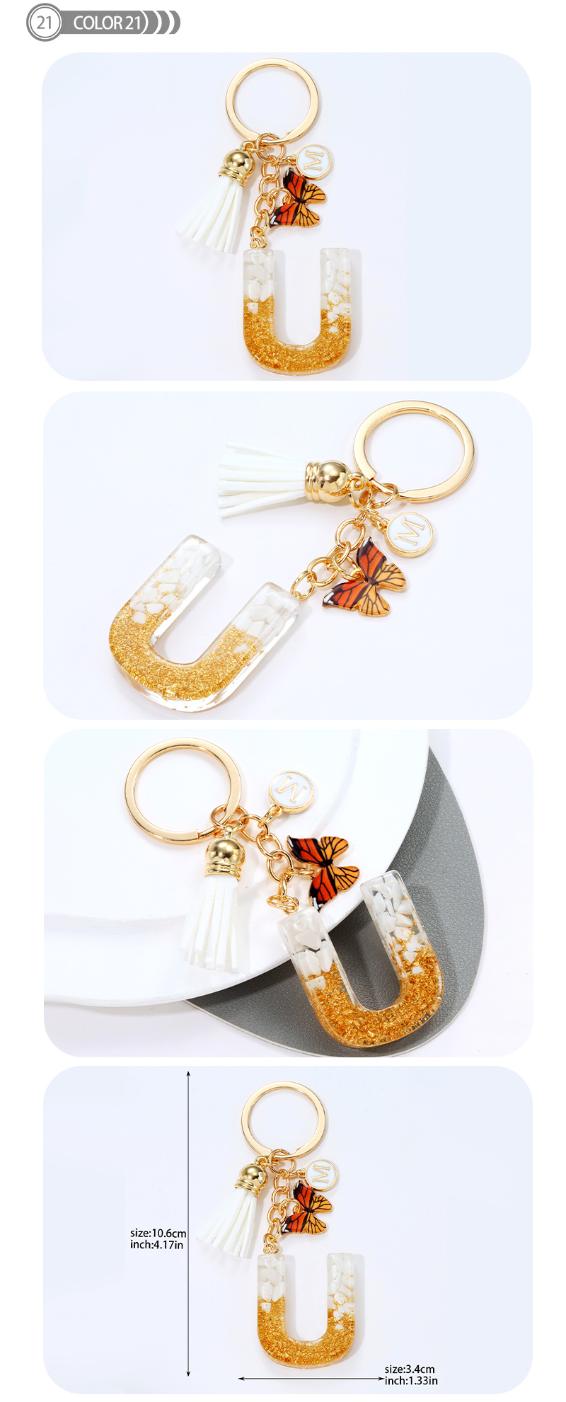 Simple Style Letter Resin Tassel Epoxy Bag Pendant Keychain display picture 22