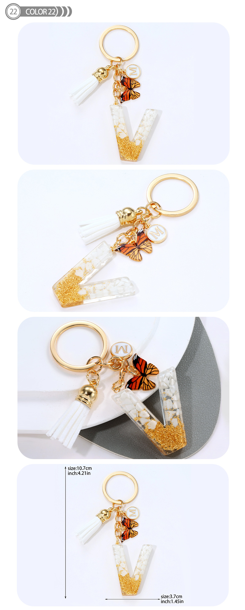 Simple Style Letter Resin Tassel Epoxy Bag Pendant Keychain display picture 23