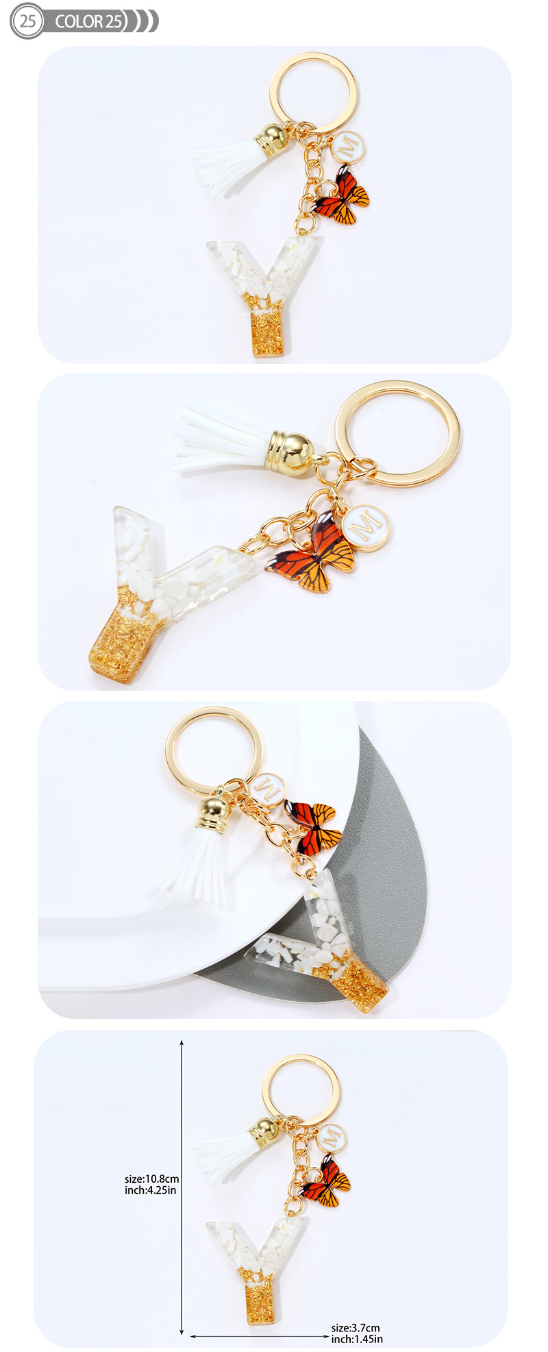 Simple Style Letter Resin Tassel Epoxy Bag Pendant Keychain display picture 26