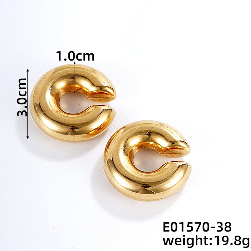 1 Pair Simple Style Classic Style C Shape Plating 304 Stainless Steel Gold Plated Ear Cuffs display picture 3
