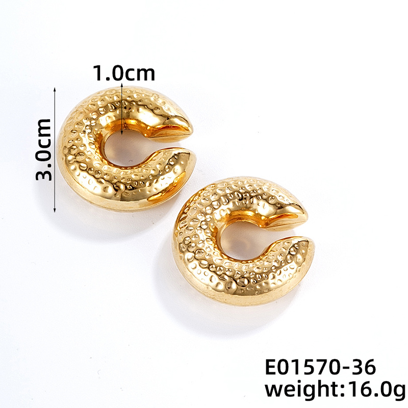 1 Pair Simple Style Classic Style C Shape Plating 304 Stainless Steel Gold Plated Ear Cuffs display picture 6