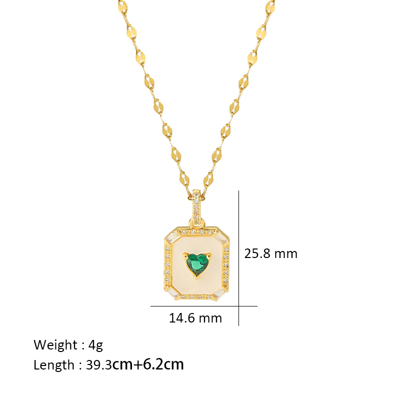 Elegant Simple Style Heart Shape Titanium Steel Copper Plating Inlay Shell Zircon 18k Gold Plated Pendant Necklace display picture 2