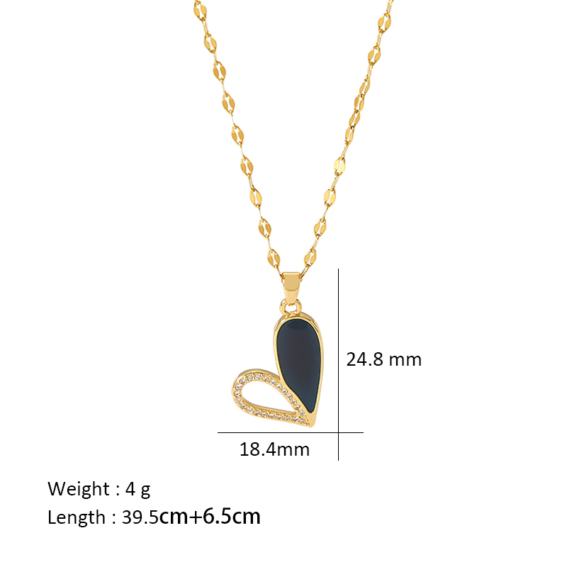 Elegant Romantic Heart Shape Titanium Steel Copper Plating Inlay Shell Zircon 18k Gold Plated Pendant Necklace display picture 7