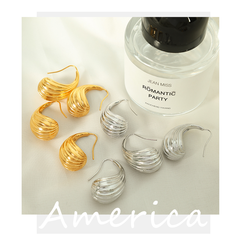 Elegant Formal Simple Style Stripe Water Droplets Titanium Steel Plating Inlay 18k Gold Plated Rings Earrings display picture 3