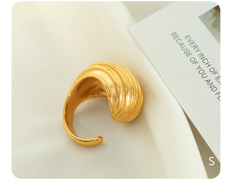 Elegant Formal Simple Style Stripe Water Droplets Titanium Steel Plating Inlay 18k Gold Plated Rings Earrings display picture 10