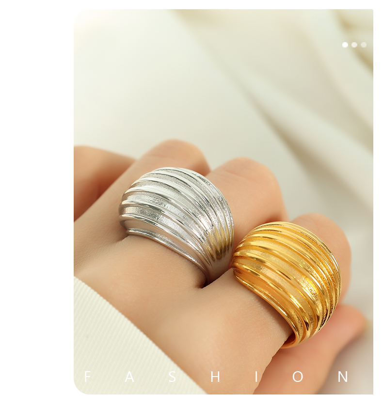Elegant Formal Simple Style Stripe Water Droplets Titanium Steel Plating Inlay 18k Gold Plated Rings Earrings display picture 4