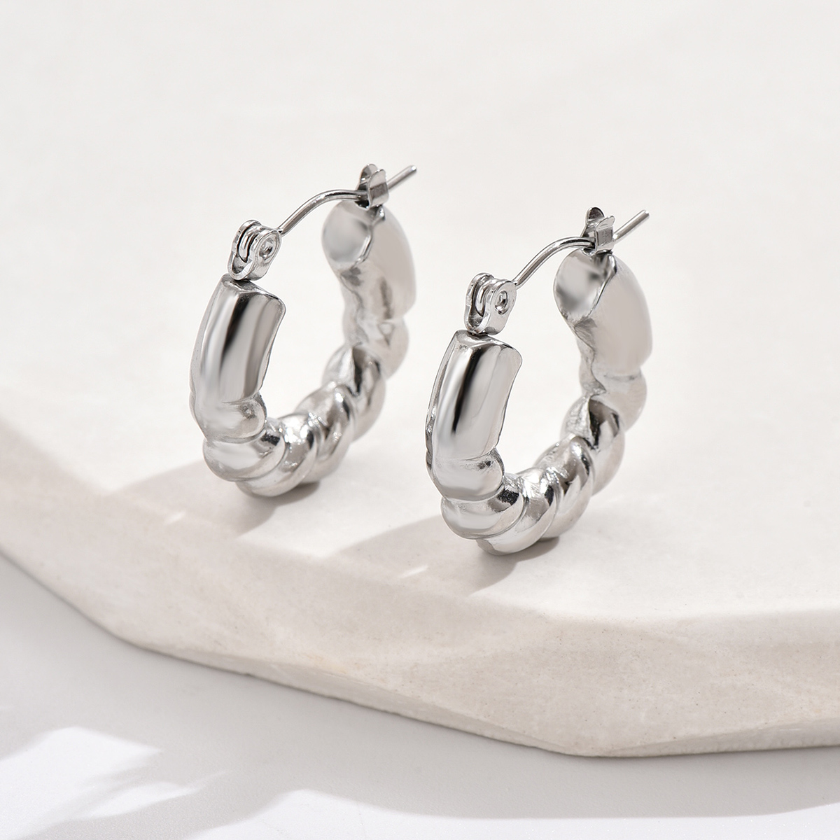 1 Pair Simple Style Geometric 201 Stainless Steel Earrings display picture 1