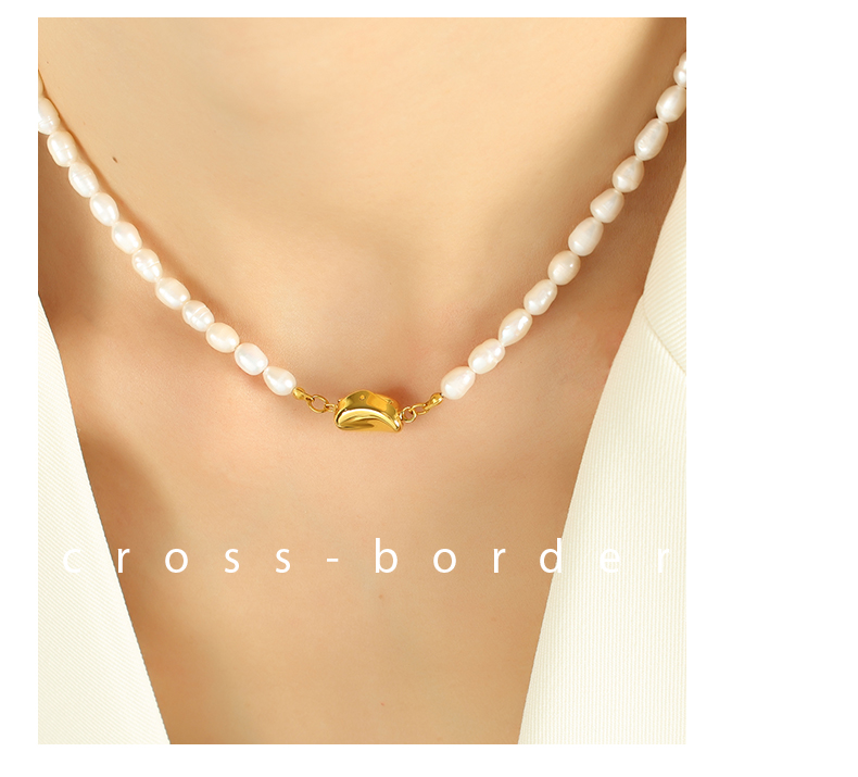 Elegant Formell Einfacher Stil Runden Süßwasserperle Titan Stahl Perlen Überzug 18 Karat Vergoldet Armbänder Halskette display picture 2