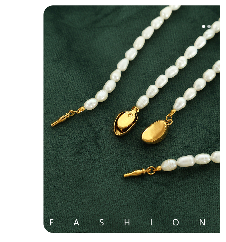 Elegant Formell Einfacher Stil Runden Süßwasserperle Titan Stahl Perlen Überzug 18 Karat Vergoldet Armbänder Halskette display picture 6