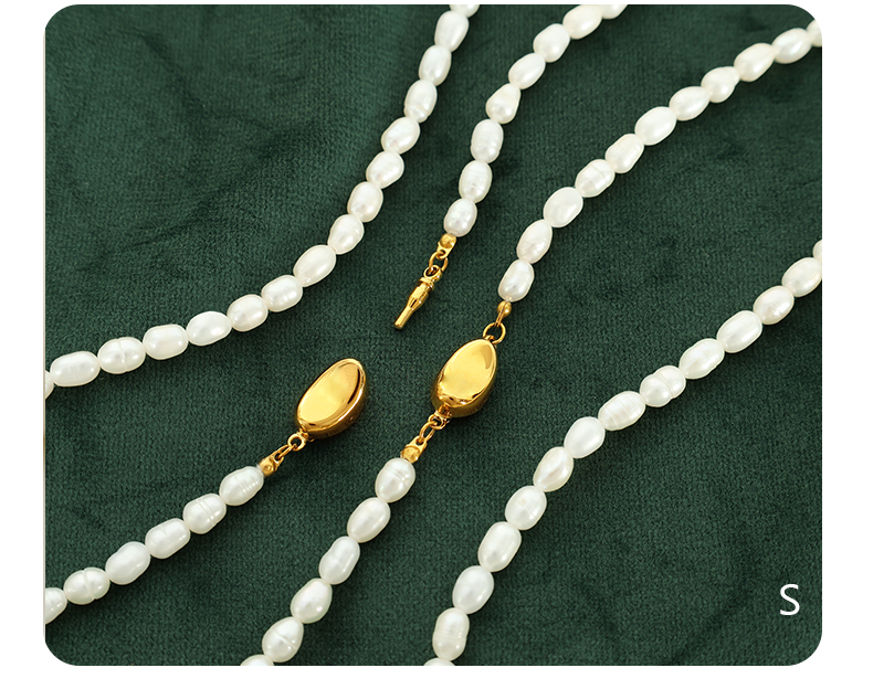 Elegant Formell Einfacher Stil Runden Süßwasserperle Titan Stahl Perlen Überzug 18 Karat Vergoldet Armbänder Halskette display picture 4