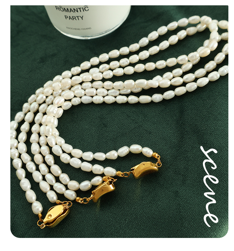 Elegant Formell Einfacher Stil Runden Süßwasserperle Titan Stahl Perlen Überzug 18 Karat Vergoldet Armbänder Halskette display picture 3