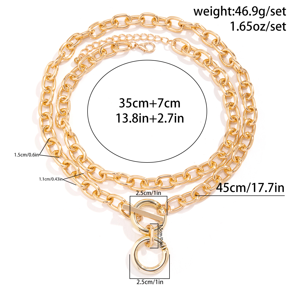 Retro Punk Simple Style Irregular Round Ccb Alloy Aluminum Irregular Three-dimensional Chain Women's Layered Necklaces display picture 1