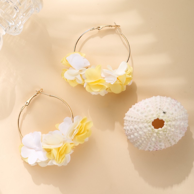 1 Pair Ig Style Flower Polyester Metal Earrings display picture 3