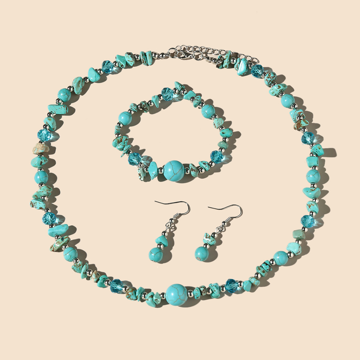 Ethnic Style Irregular Turquoise Gravel Beaded Women's Jewelry Set display picture 4