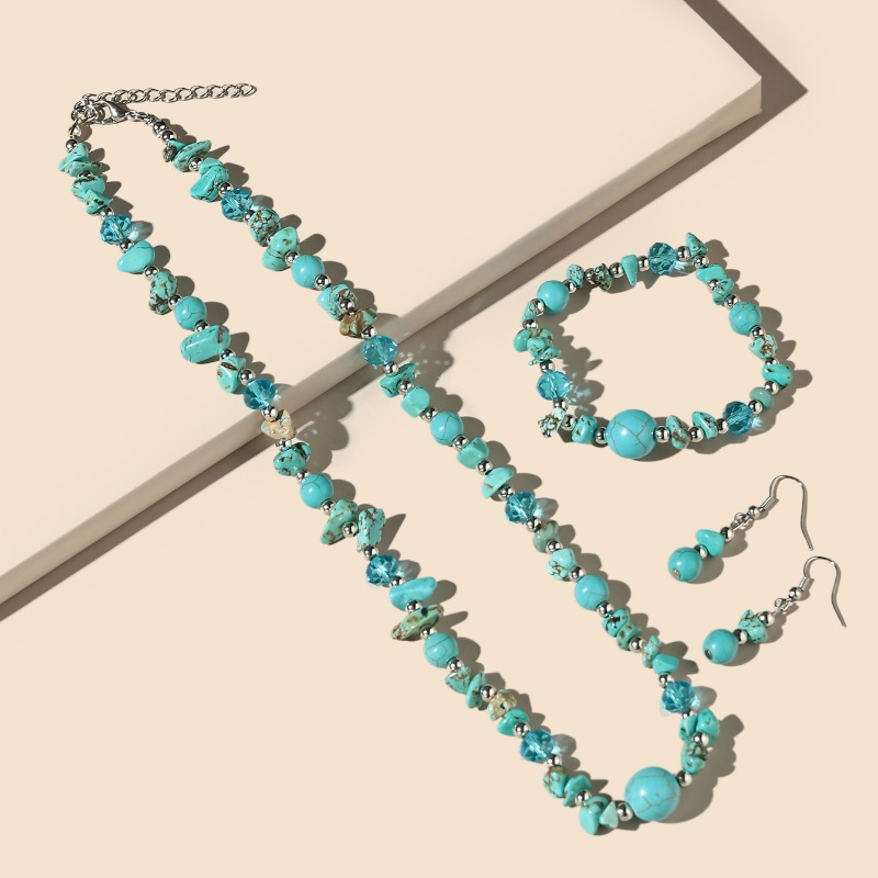 Ethnic Style Irregular Turquoise Gravel Beaded Women's Jewelry Set display picture 5