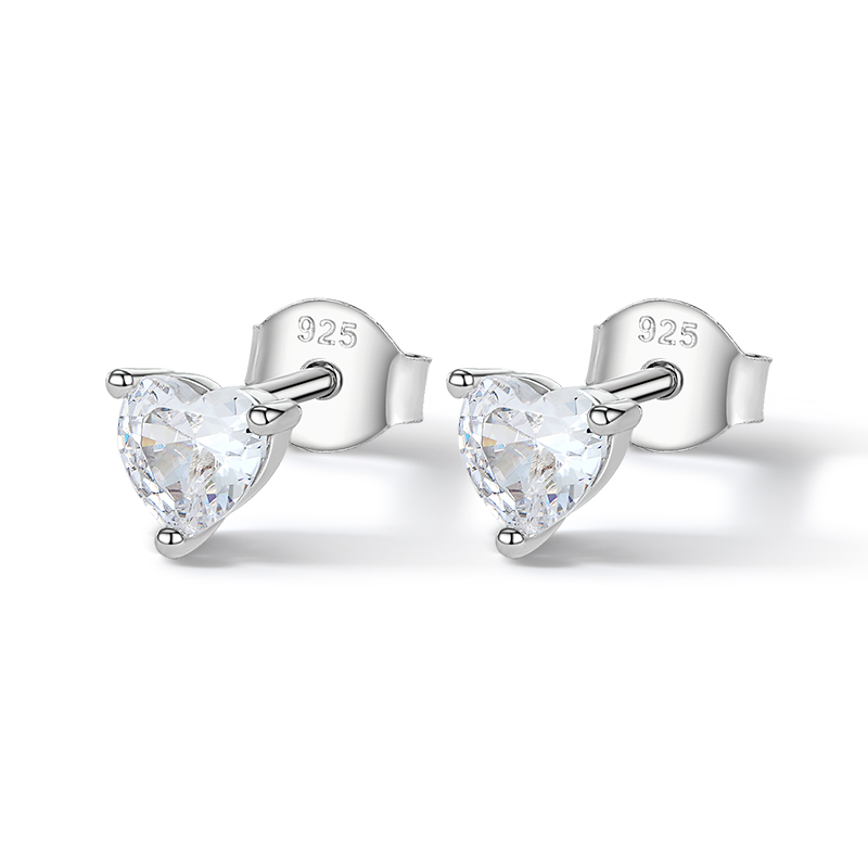 1 Paire Style Simple Style Classique Star Forme De Cœur Placage Incruster Argent Sterling Zircon Or Blanc Plaqué Boucles D'Oreilles display picture 2