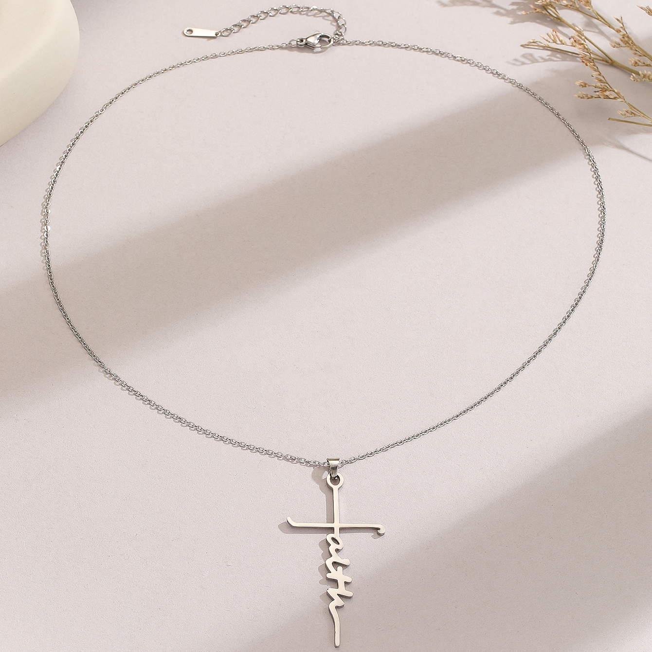 Simple Style Cross Letter Stainless Steel Pendant Necklace display picture 2