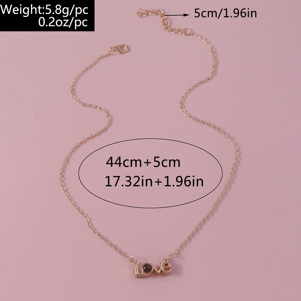 Romantic Simple Style Letter Number Heart Shape Zinc Alloy Plating Inlay Rhinestones Women's Pendant Necklace display picture 1