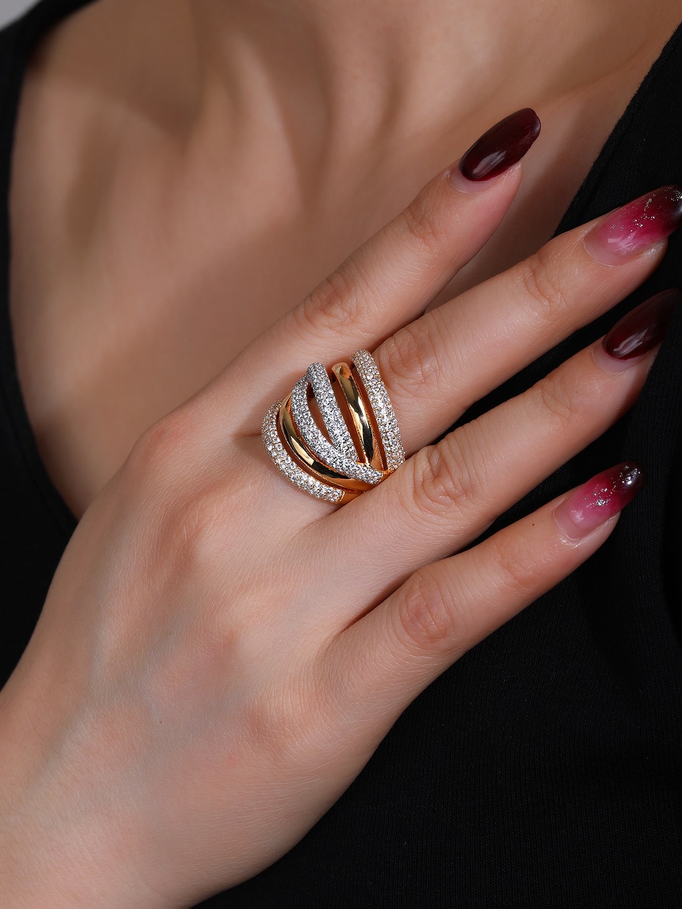 Modern Style Simple Style Geometric Copper Plating Inlay Zircon Rings display picture 6