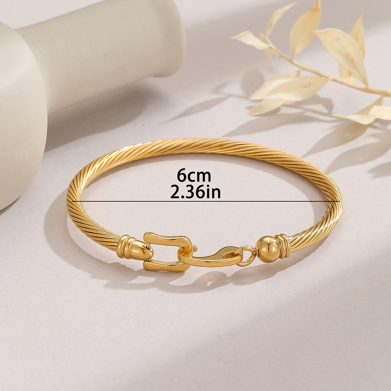 Simple Style Letter Stainless Steel 18k Gold Plated Bangle display picture 6