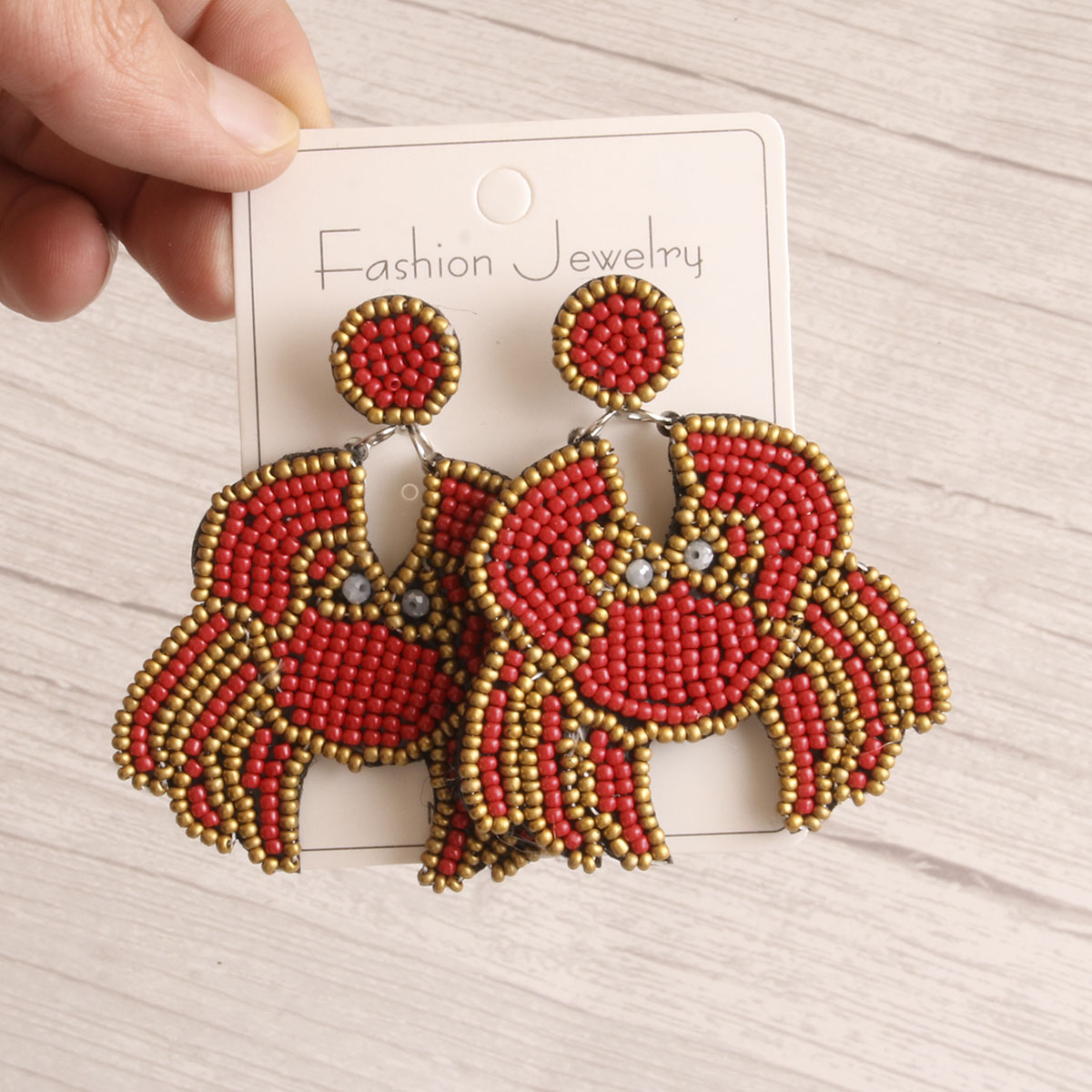 1 Pair Vacation Crab Irregular Beaded Handmade Stainless Steel Cloth Glass Glass Drop Earrings display picture 5