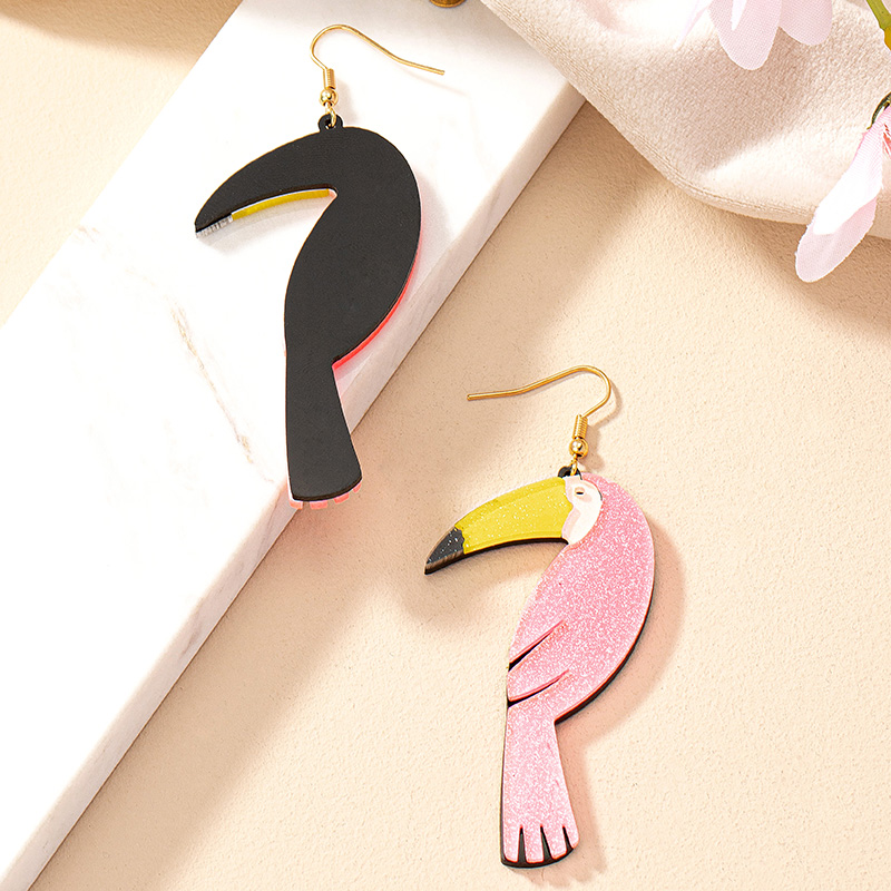 1 Pair Cute Flamingo Plating Arylic Drop Earrings display picture 2