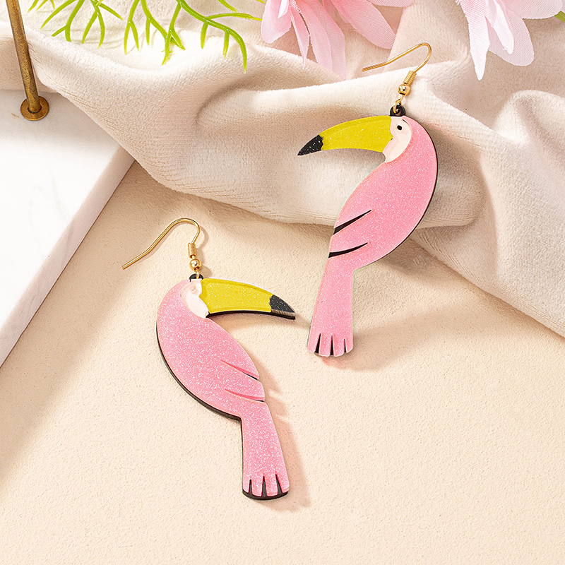 1 Pair Cute Flamingo Plating Arylic Drop Earrings display picture 1