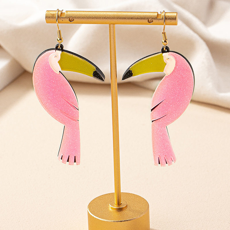 1 Paar Süß Flamingo Überzug Aryl Tropfenohrringe display picture 4