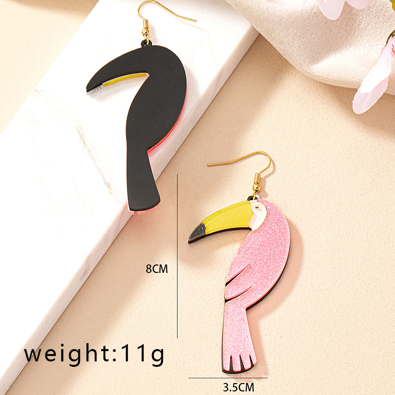 1 Pair Cute Flamingo Plating Arylic Drop Earrings display picture 5