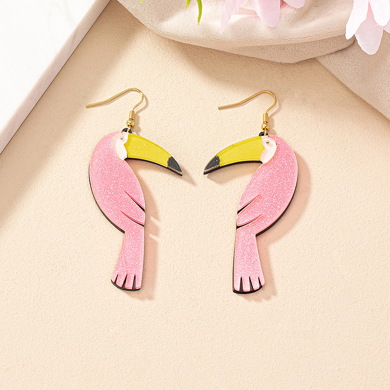 1 Pair Cute Flamingo Plating Arylic Drop Earrings display picture 3