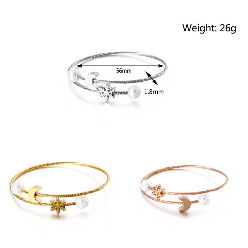 Simple Style Infinity Star Moon Titanium Steel 18K Gold Plated Bangle In Bulk display picture 3