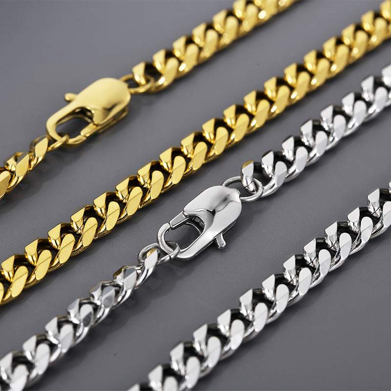 Titan Stahl 18 Karat Vergoldet Hip Hop Überzug Geometrisch Armbänder Halskette display picture 2