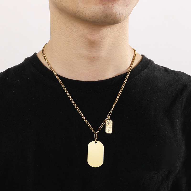 Hip-Hop Geometric Titanium Steel Plating 18K Gold Plated Men's Pendant Necklace display picture 7