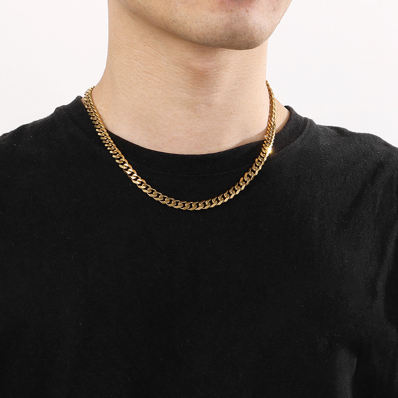 Titan Stahl 18 Karat Vergoldet Hip Hop Überzug Geometrisch Armbänder Halskette display picture 6