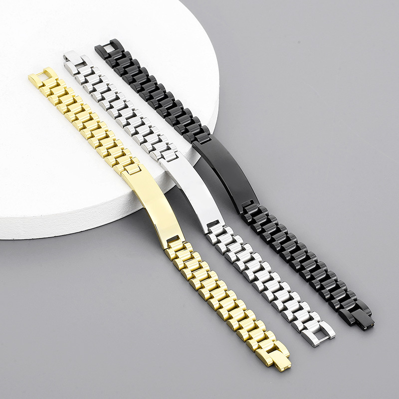 Casual Retro Solid Color Titanium Steel 18K Gold Plated Bracelets In Bulk display picture 5