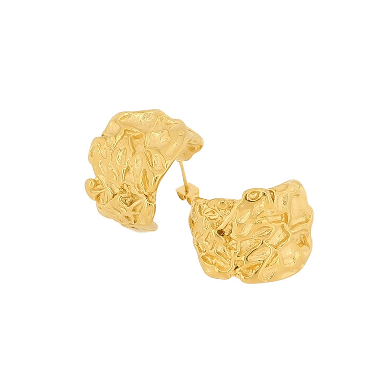 1 Paire À La Française Couleur Unie Placage Acier Au Titane Plaqué Or 18K Boucles D'Oreilles display picture 2